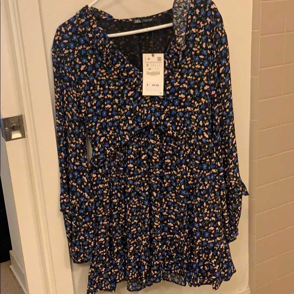Zara Floral Mini Dress with Ruffles